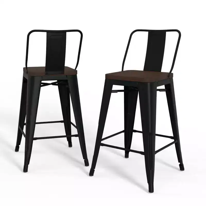 Set of 4 24 Josephine Metal/Wood Counter Height Barstools - WyndenHall