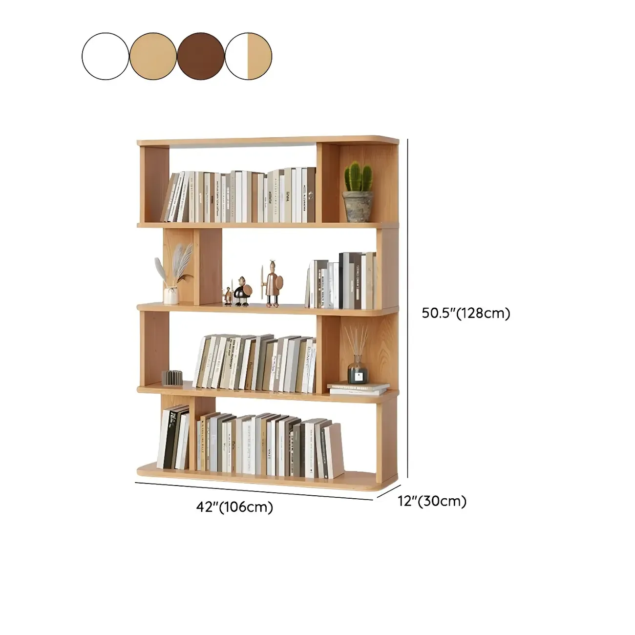 Tall Modern Walnut Open Back 6-Shelf Wood Bookcase
