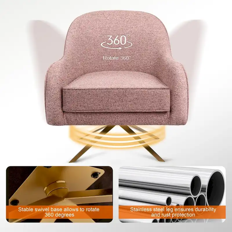 Swivel Club Chair PU Leather Leisure Armchair Upholstered Accent Chair