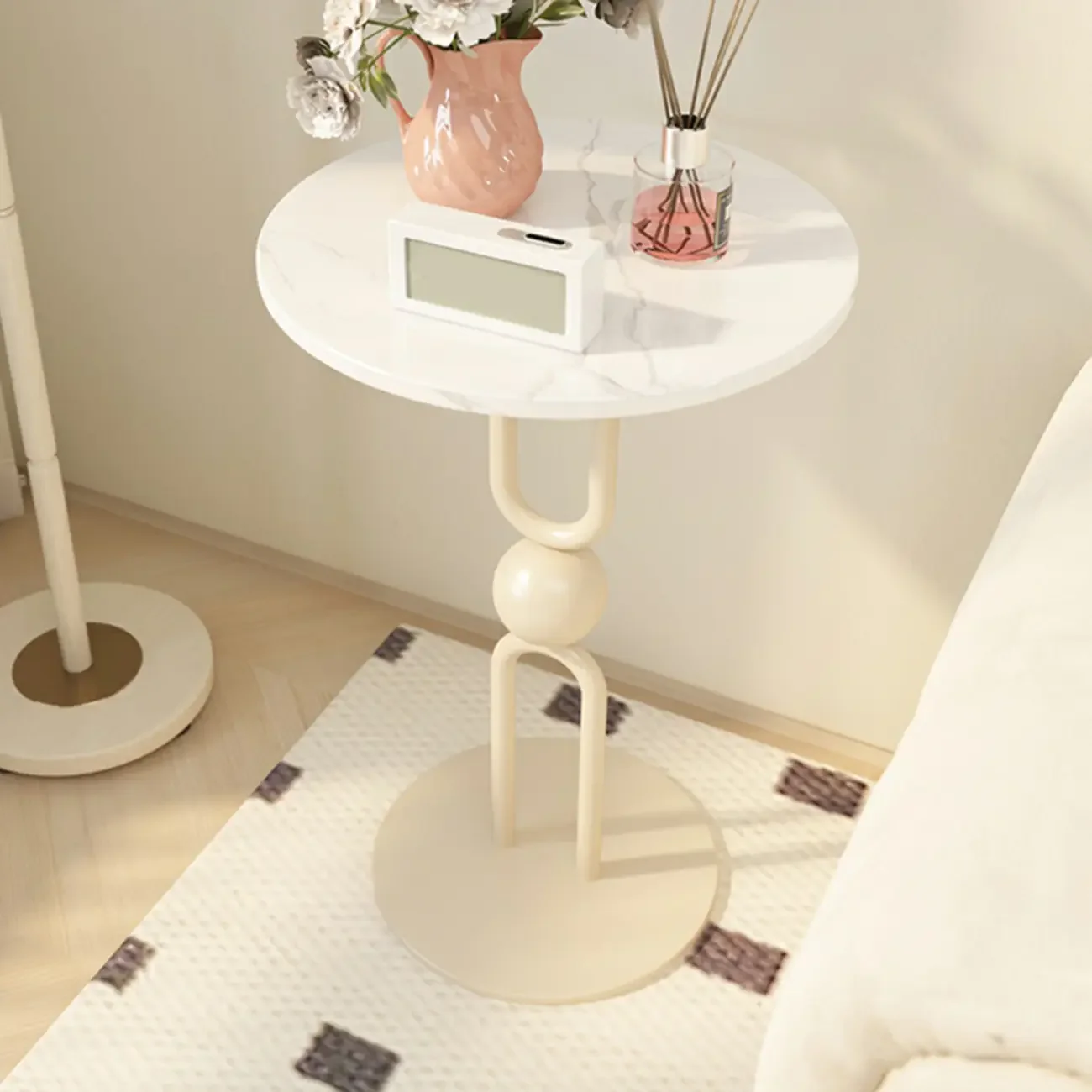 Living Room Glossy Black Metal Round Side Table