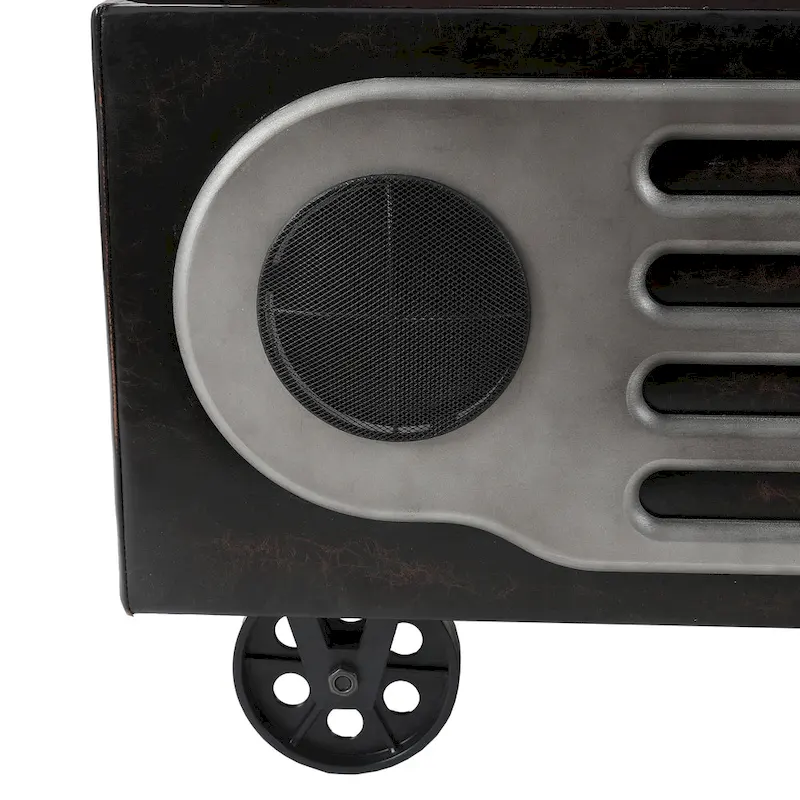 Upholstered Faux Leather Retro Speaker Styling Bench