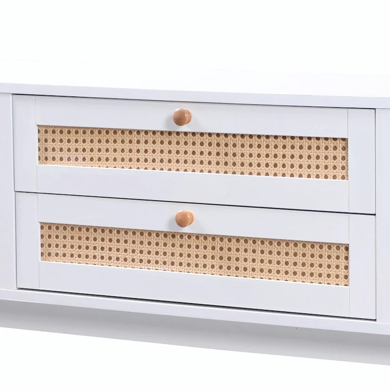 Modern Farmhouse Media Console with Solid Wood Legs