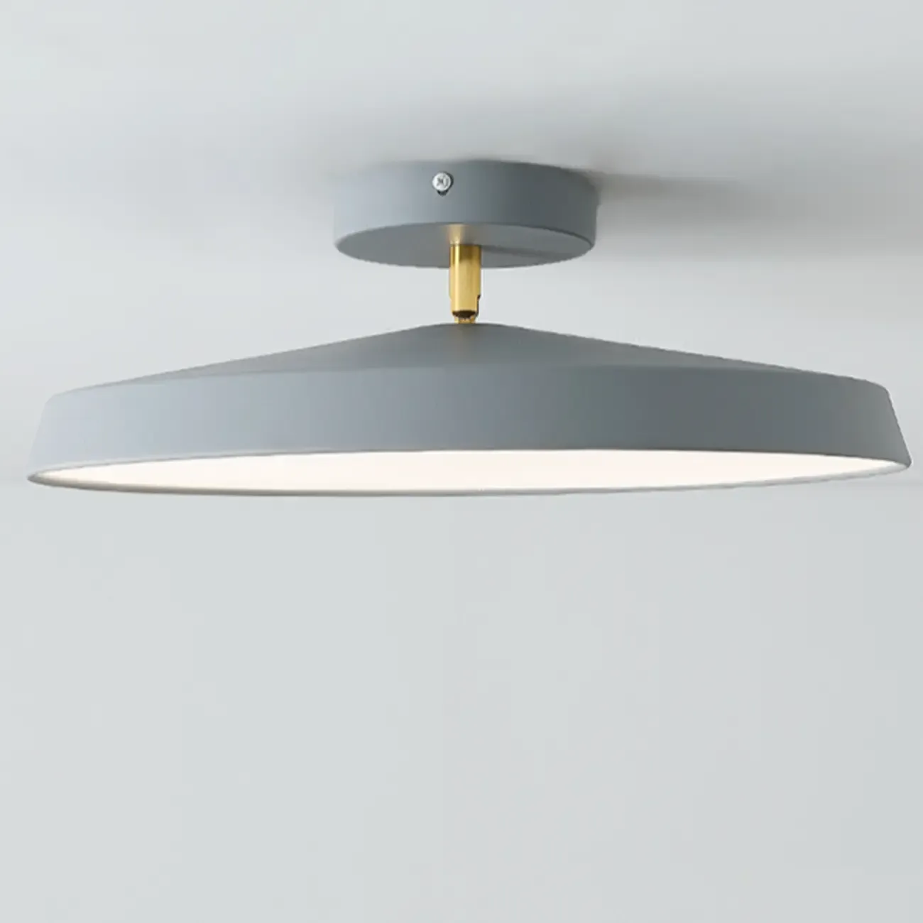 Modern Grey Round Dimmable Semi Flush LED Ceiling Light