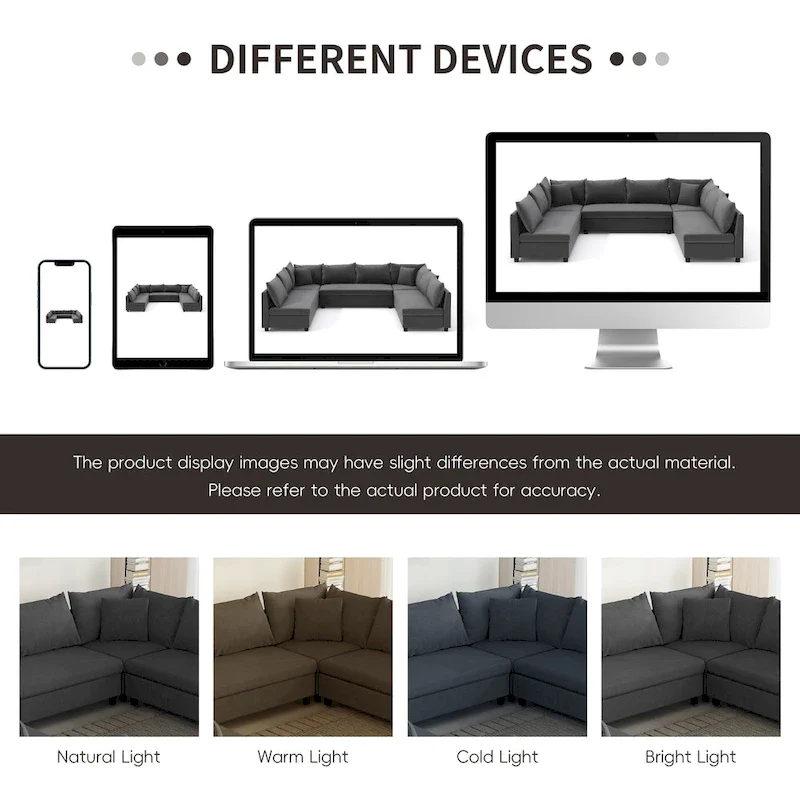 Modular Sectional Sofa, Reversible U Shaped Chenille Couch Set
