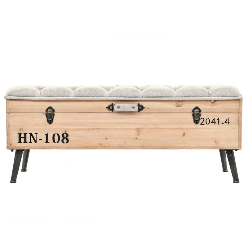 vidaXL Storage Bench 43.3  Solid Wood Fir - 43.3  x 15.7  x 19.7