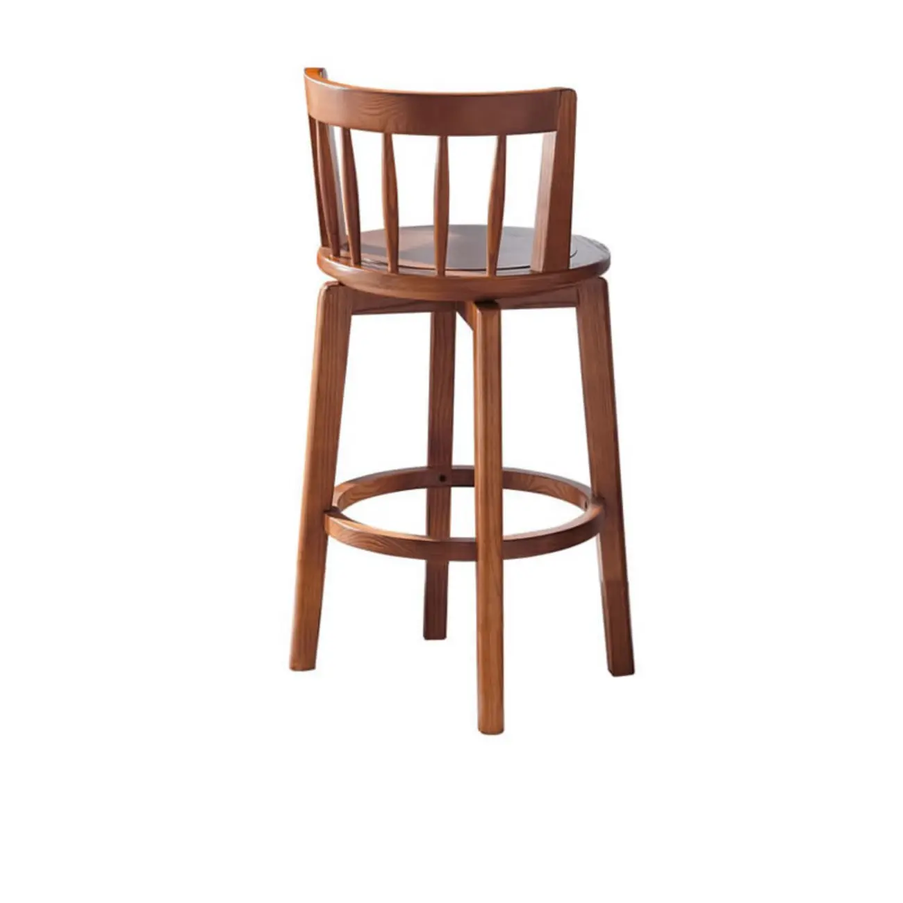 Mid-century Modern Wooden Swivel Bar Stool Upholstered
