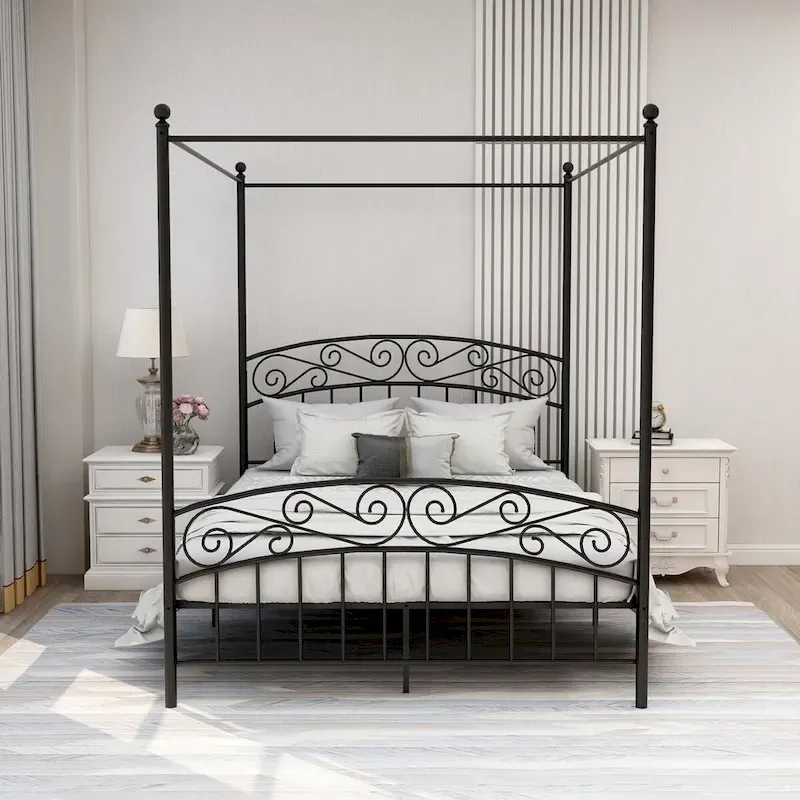 Aufank Classic Metal Canopy Bed Frame, Easy Assembly