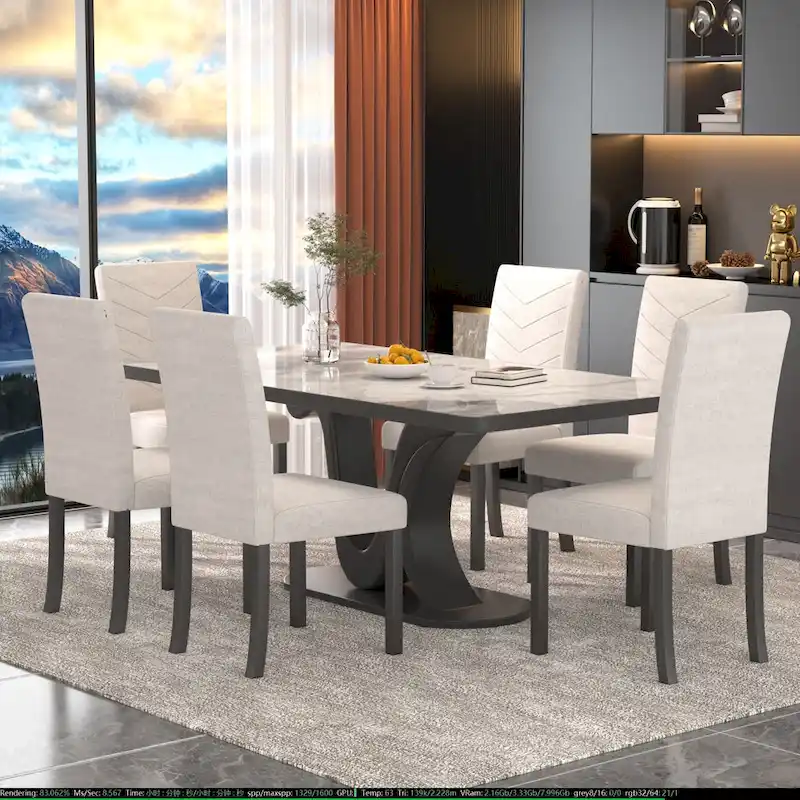 VECELO Upholstered Dining Chairs Set of 6 Parson Classic Upholstered Dining Chair,Modern 37