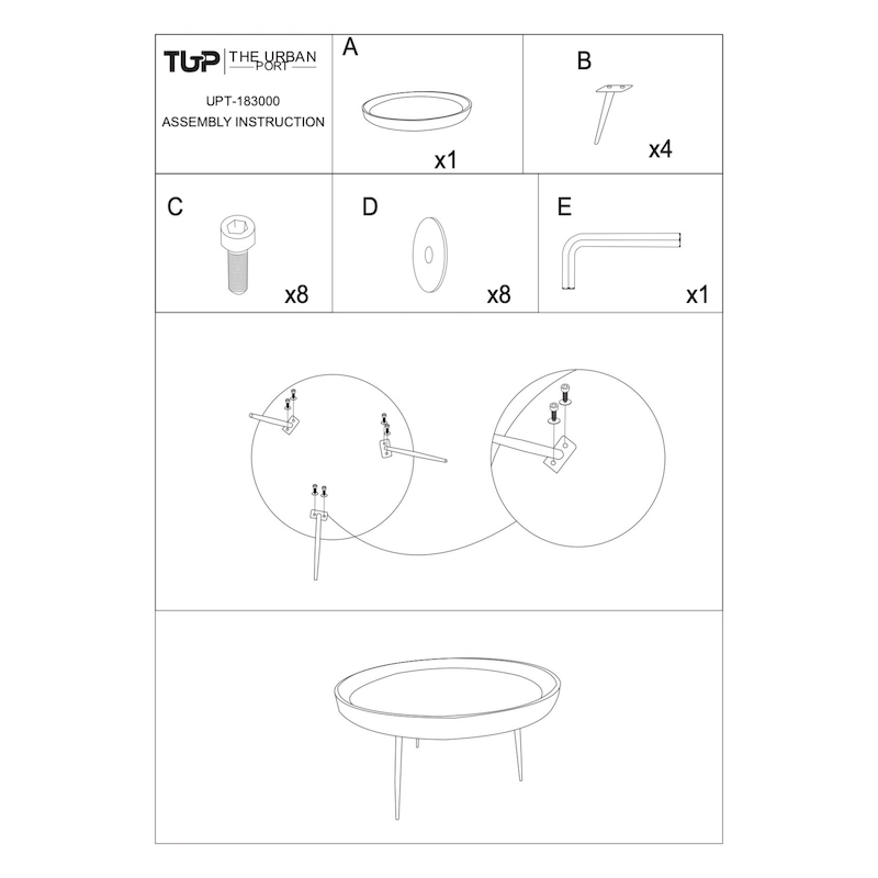 Gia Round Mango Wood Coffee Table With Splayed Metal Legs, Brown and Black
