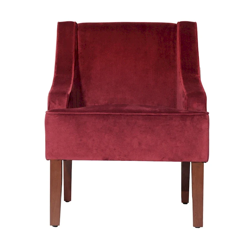 HomePop Swoop Arm Accent Chair in Berry Merlot Velvet