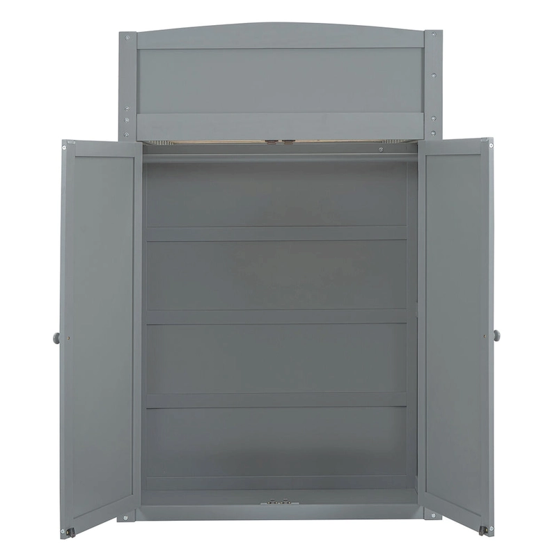 Loft Bed with Desk, Wardrobes, 4 Drawers and 4 Shelves