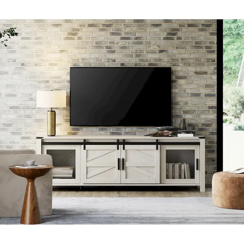 Sliding Barn TV Stand Entertainment Center for 75 TV