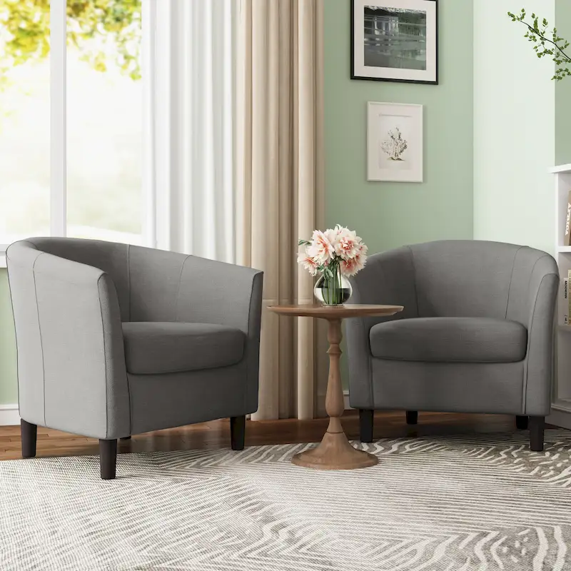 2 Set Modern Accent Chair Upholstered Barrel Chair