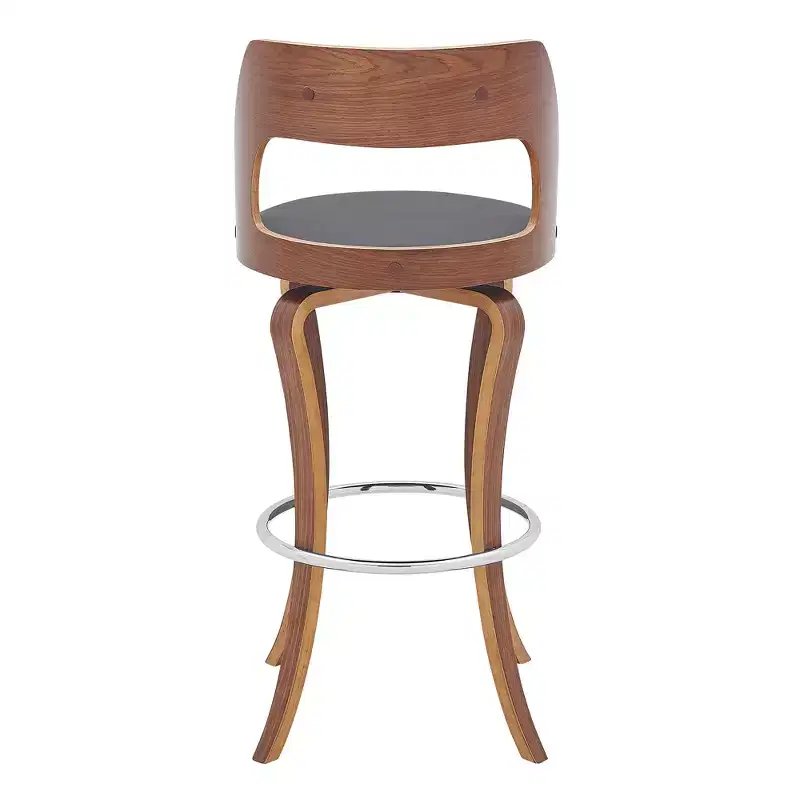 Brown Faux Leather Swivel Bar Stool, Counter Height, Single