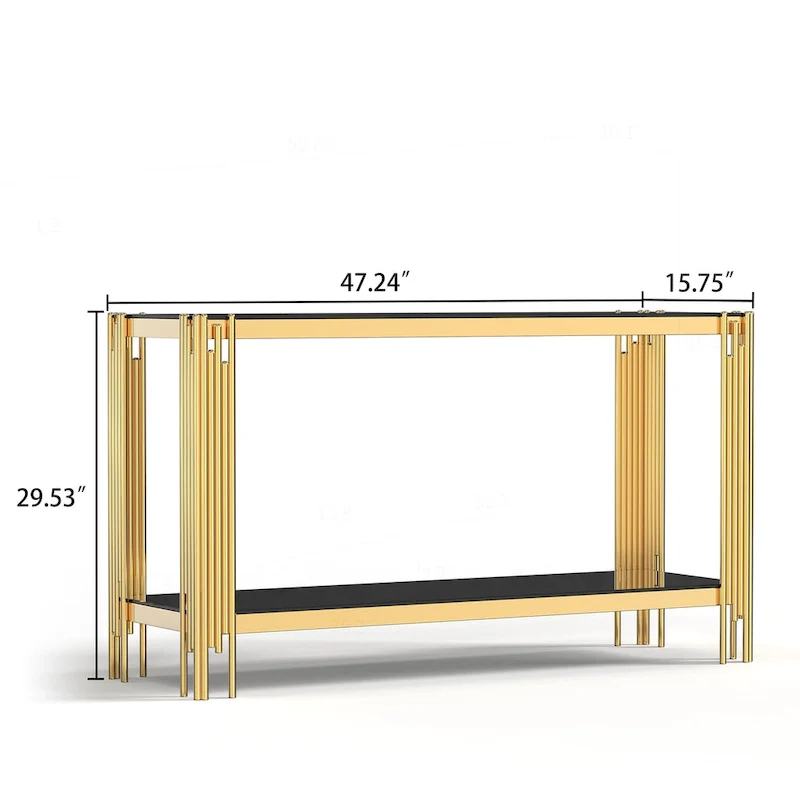 Sophisticated Double-Layer Tempered Glass Console Table
