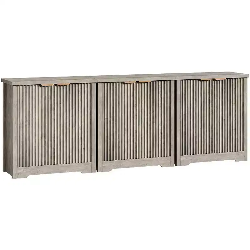 32.68 Fluted Buffet Sideboard Cabinet, Modern Wood Credenza with Doors & Shelves for Living Room, Kitchen, Dining Room, Hallway
