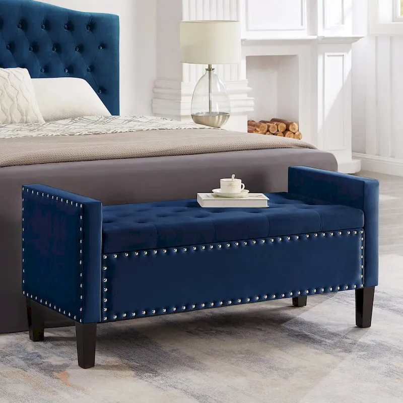 Entryway Living Room Soft Padded Seat with Armrest,Bed Bench