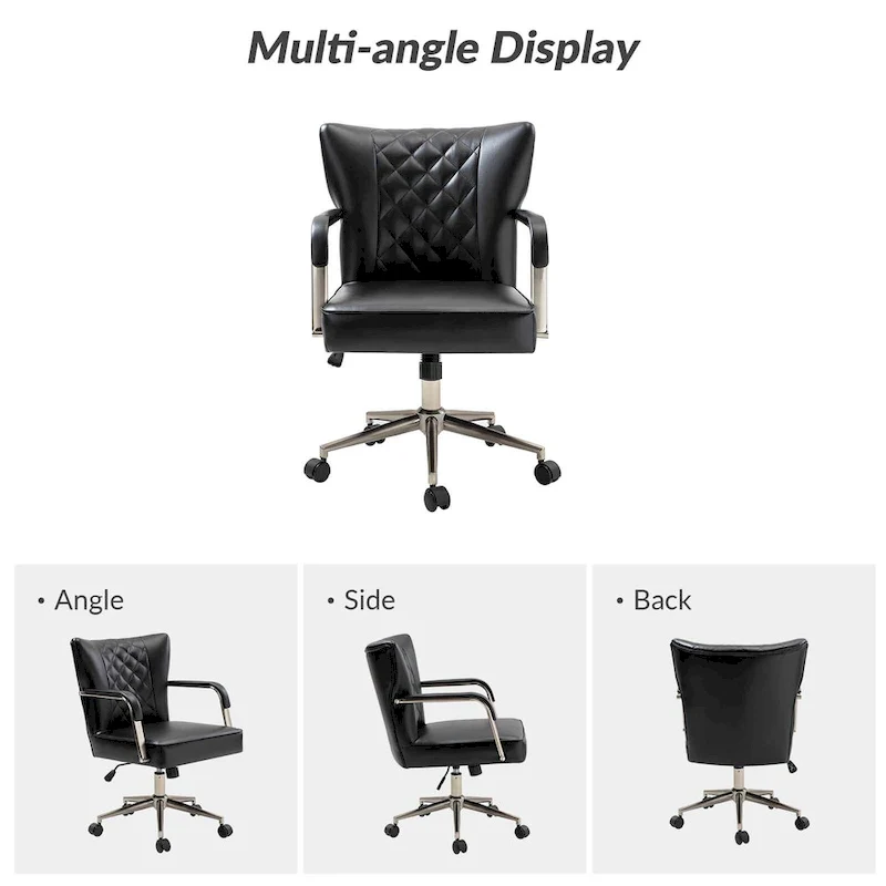 Felice Modern Swivel Height Adjustment Diamond-Tufted Office Chair by HULALA HOME