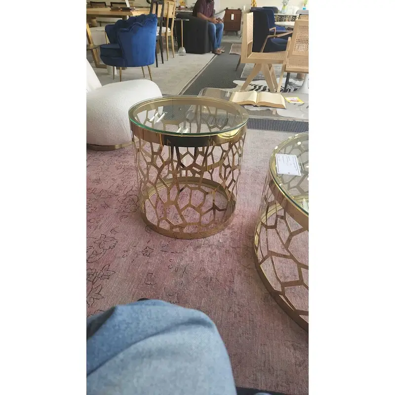 Maluma Gold Glass Side table Table