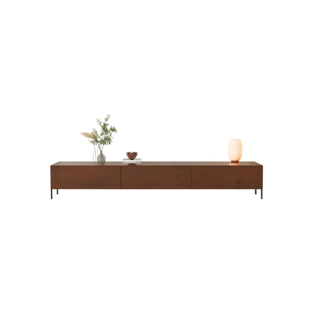 Modern Wood TV Stand in Nut-Brown with Drawers