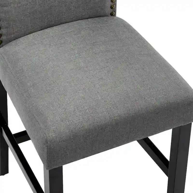 24 Inches Fabric Upholstered Nailhead Trim Counter Height Bar stools with Back Set of 2