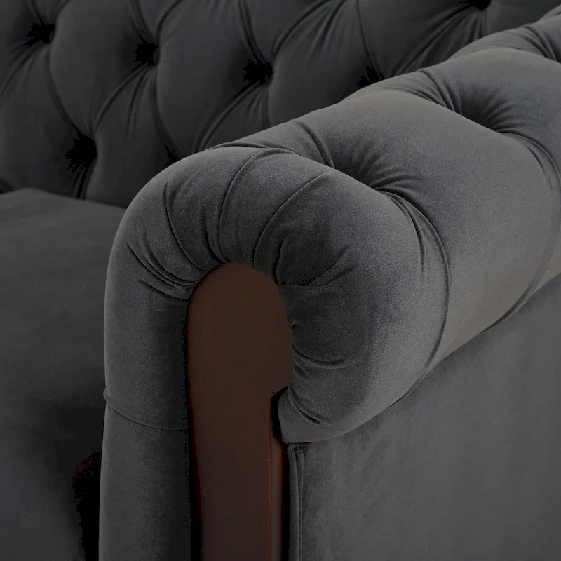 Eviva Chesterfield Velvet Loveseat Sofa by Christopher Knight Home