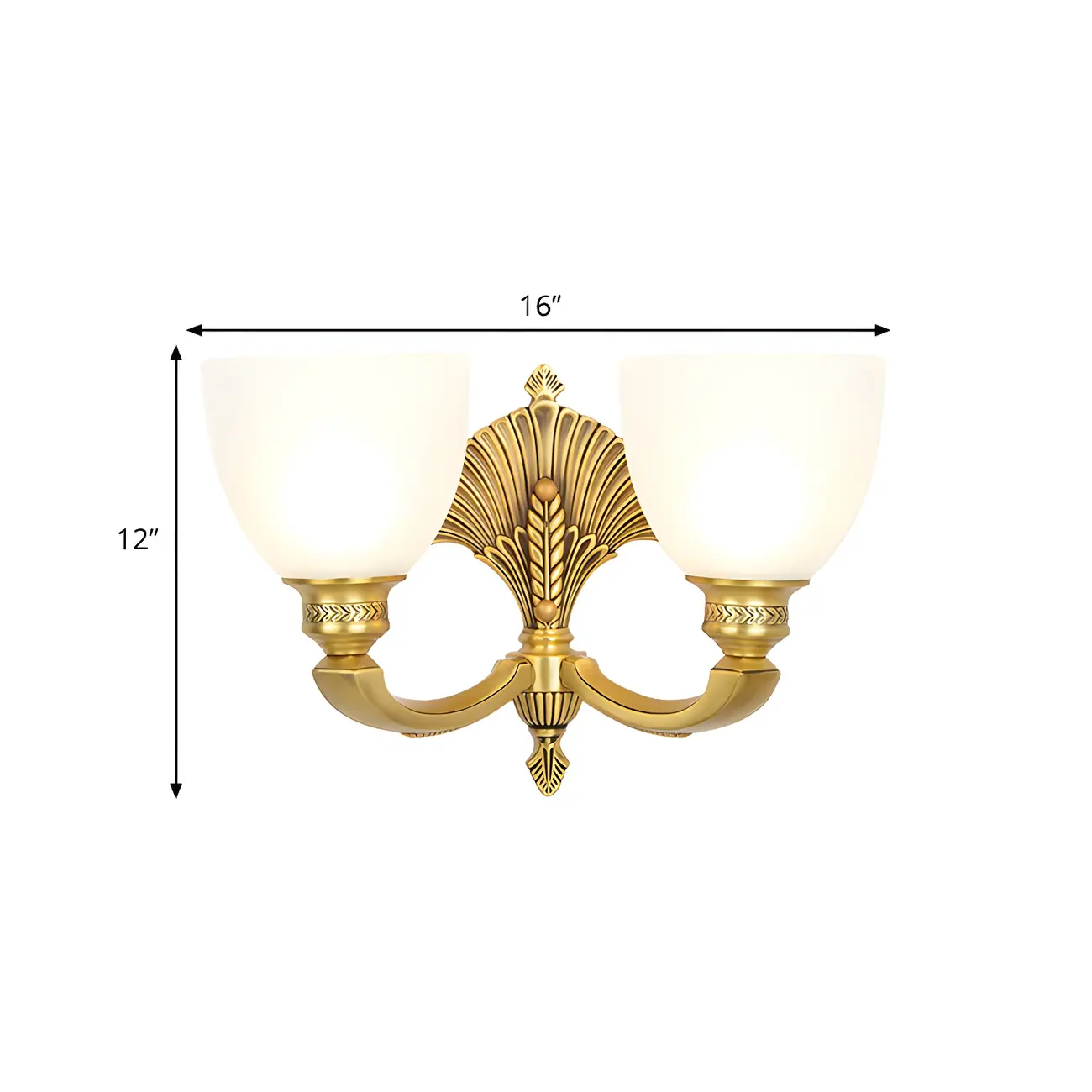 Colonial Bowl Brass Gold Glass Up Wall Light Fixture