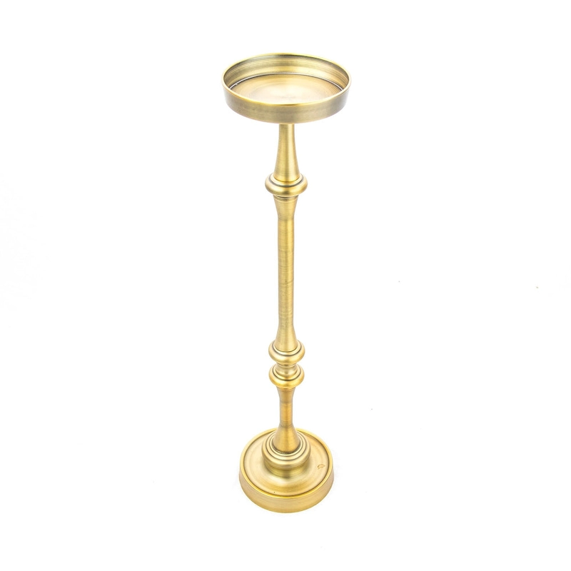 Glam 6in. Round Pedestal Martini SideTable, Brass