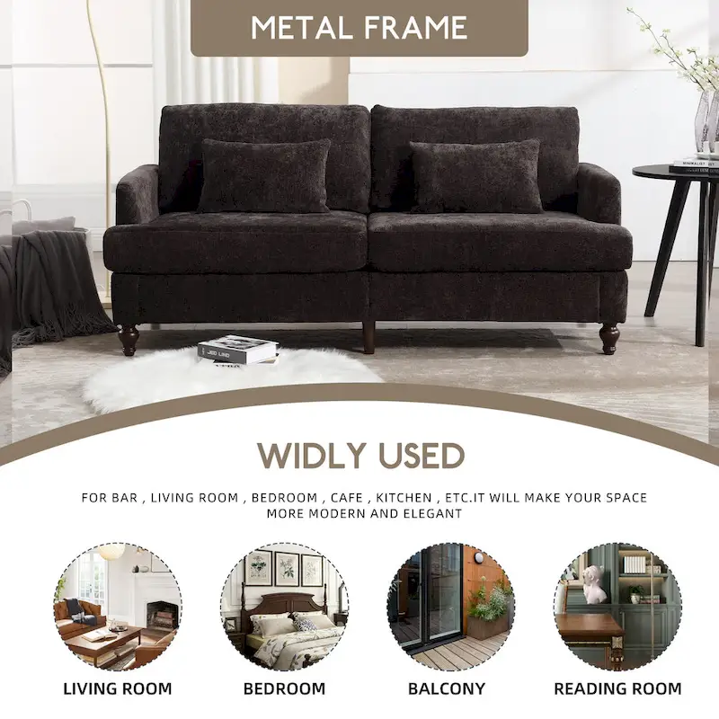 HOMEFUN Modern chenille Fabric Loveseat,2-Seat Upholstered Loveseat Sofa Modern Couch