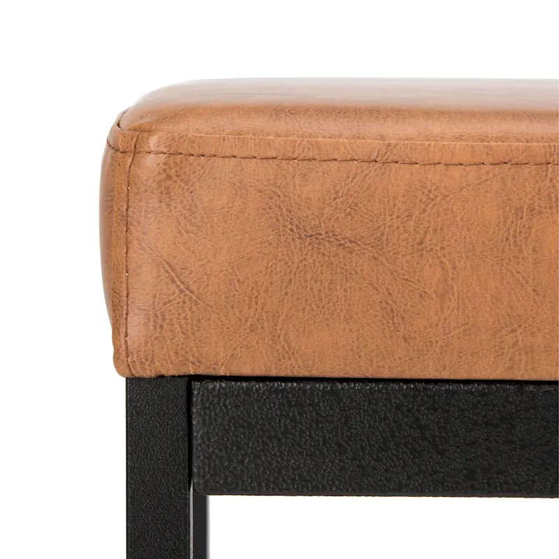 Grey / Brown Faux Leather Bench with Black Metal Legs