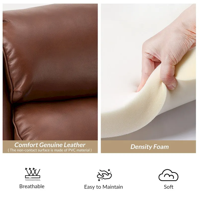 Noemon Modern Genuine Leather Recliner with Nailhead Trims Set of 2 by HULALA HOME