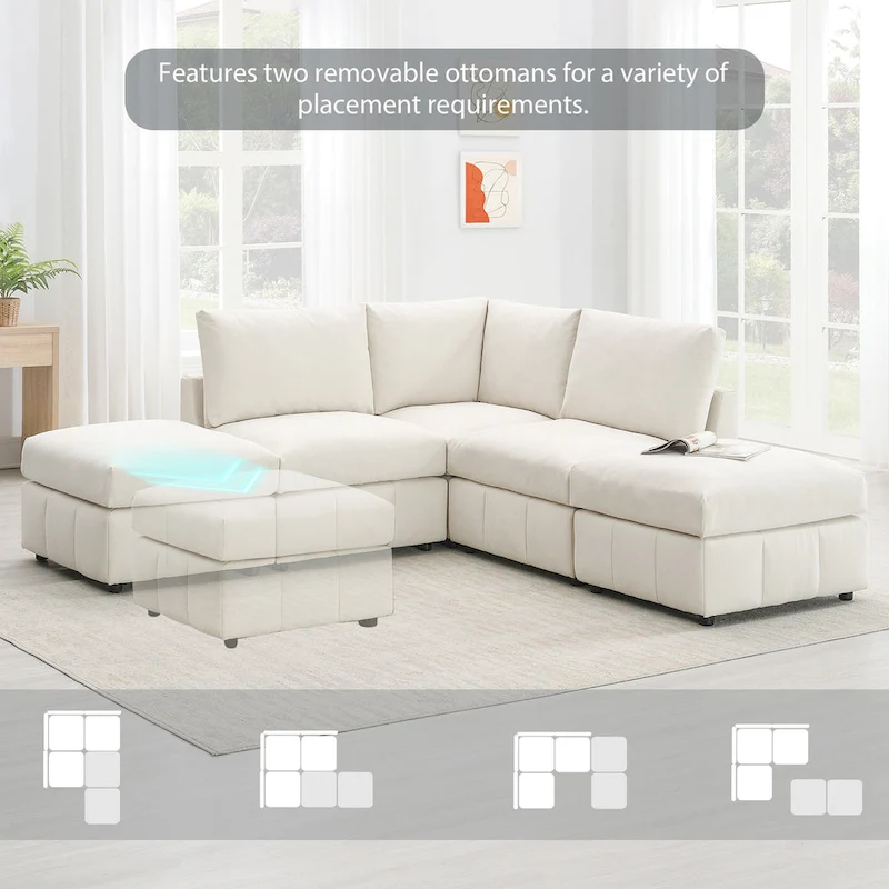 93Modern Sectional Sofa with Vertical Stripes