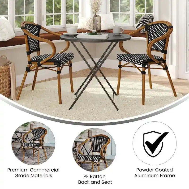 Stacking Bistro Chairs with Metal Frames