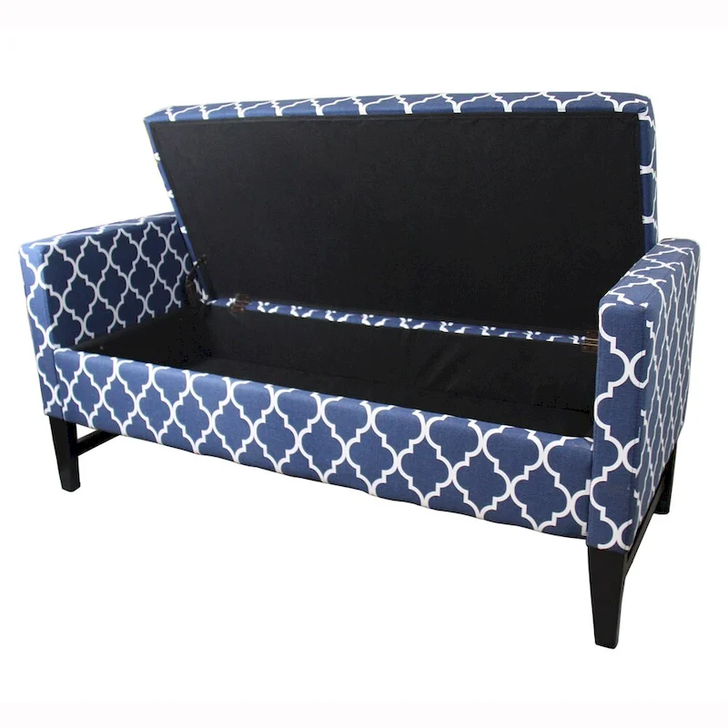 23.5 Diagonal Moroccan Stripes Denim Blue Storage Bench