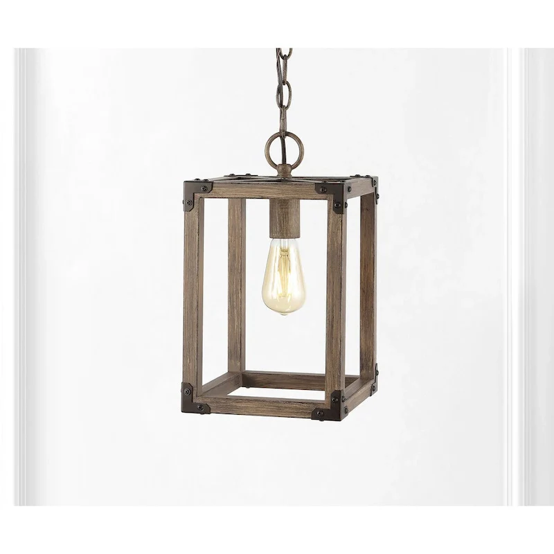 Turing 8.13  Adjustable Iron Rustic Farmhouse LED Pendant, Brown by JONATHAN Y