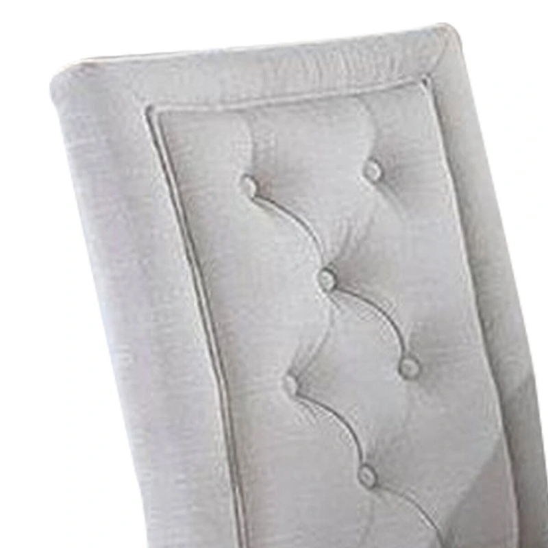 26 Inch Wood Dining Chair with Button Tufted Padded Back, Set of 2, White