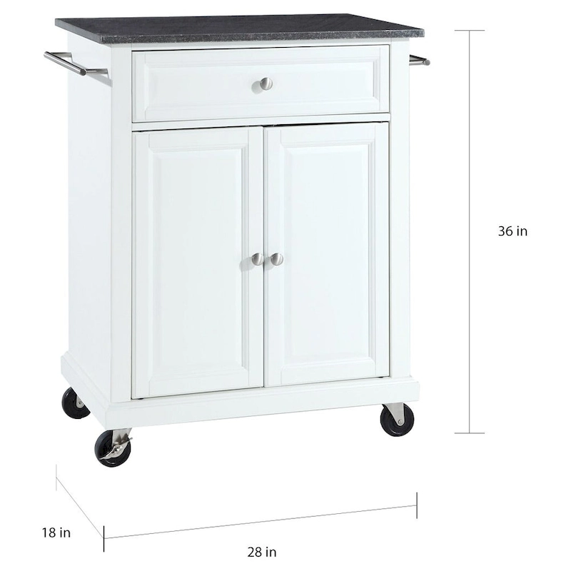 Crosley White Finish/Solid Black Granite Top Kitchen Cart/Island - 18d x 31w x 35.5h