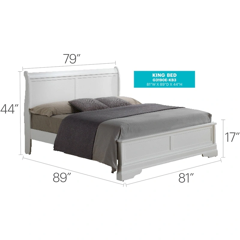 Louis Philippe King Wood Panel Bed