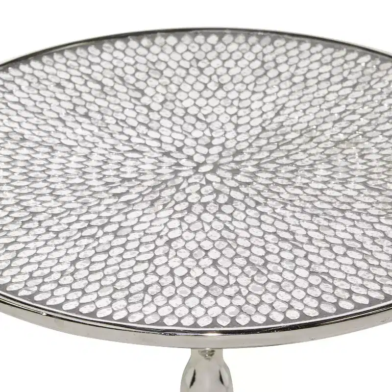 Glam Aluminum Pedestal Table Silver - Olivia & May: Round Luxury Accent, 20" Height, Metal Tabletop, 15.6" Width