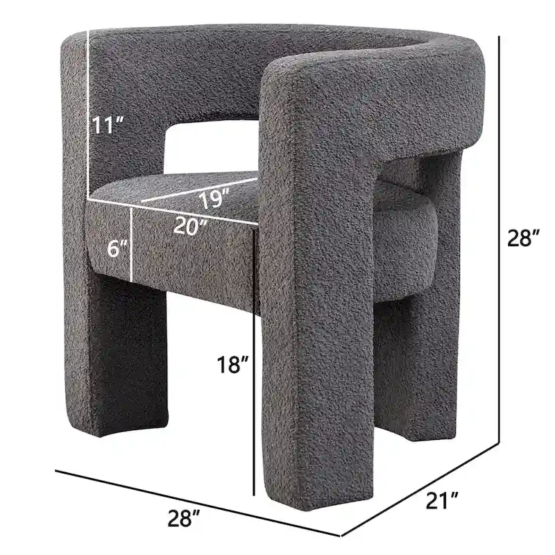 KINWELL 28 Wide Boucle Upholstered Square Armchair