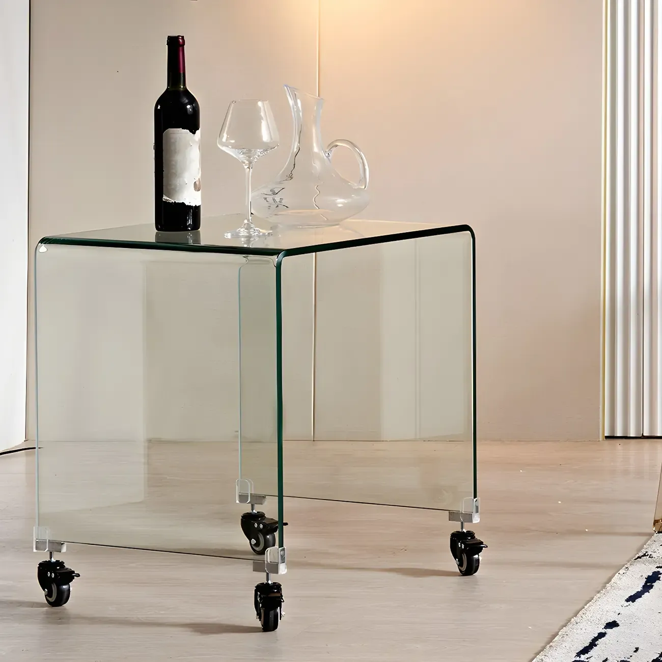 Stylish Clear Glass Nightstand with Open Shelf