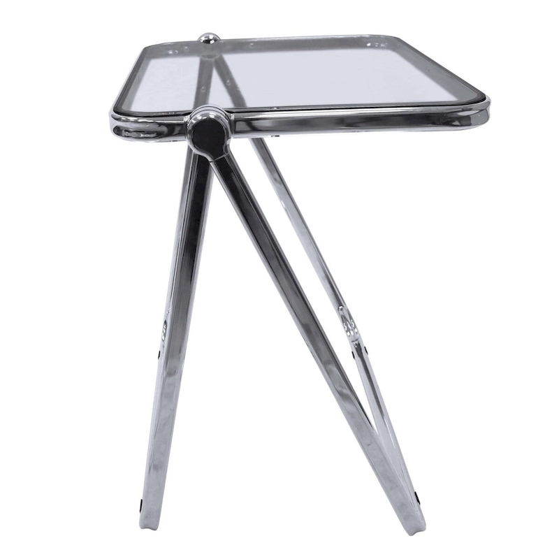 LeisureMod Lawrence Square Plastic Folding End Table with Iron Frame