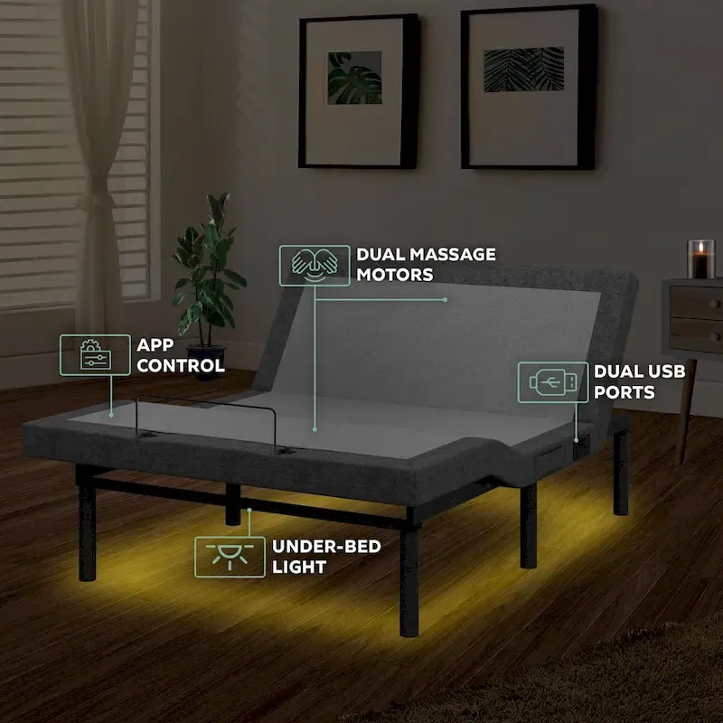 Renanim Adjustable Bed Base with 14-inch Hybrid Foam Mattress