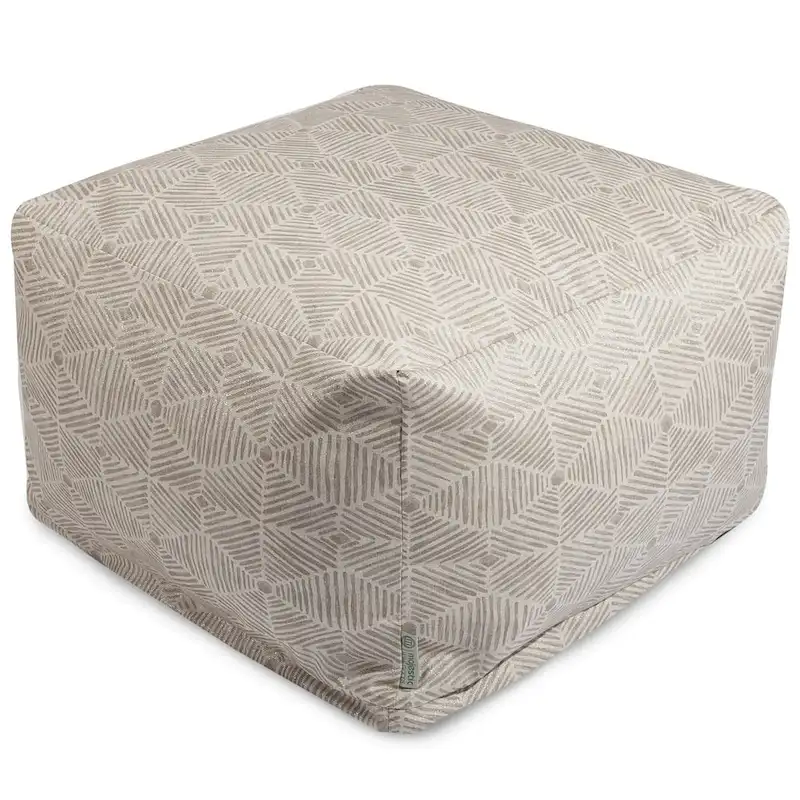 Indoor Charlie Cotton Ottoman Pouf 27 in L x 27 in W x 17 in H