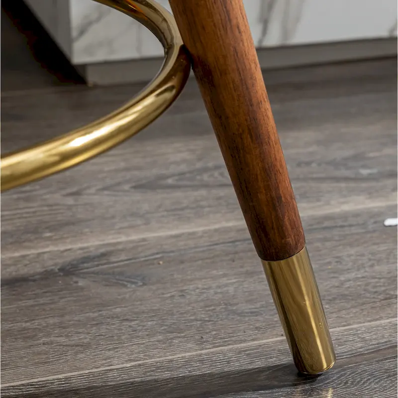 White 23.88 Upholstered Swivel Stool with Wood Frame