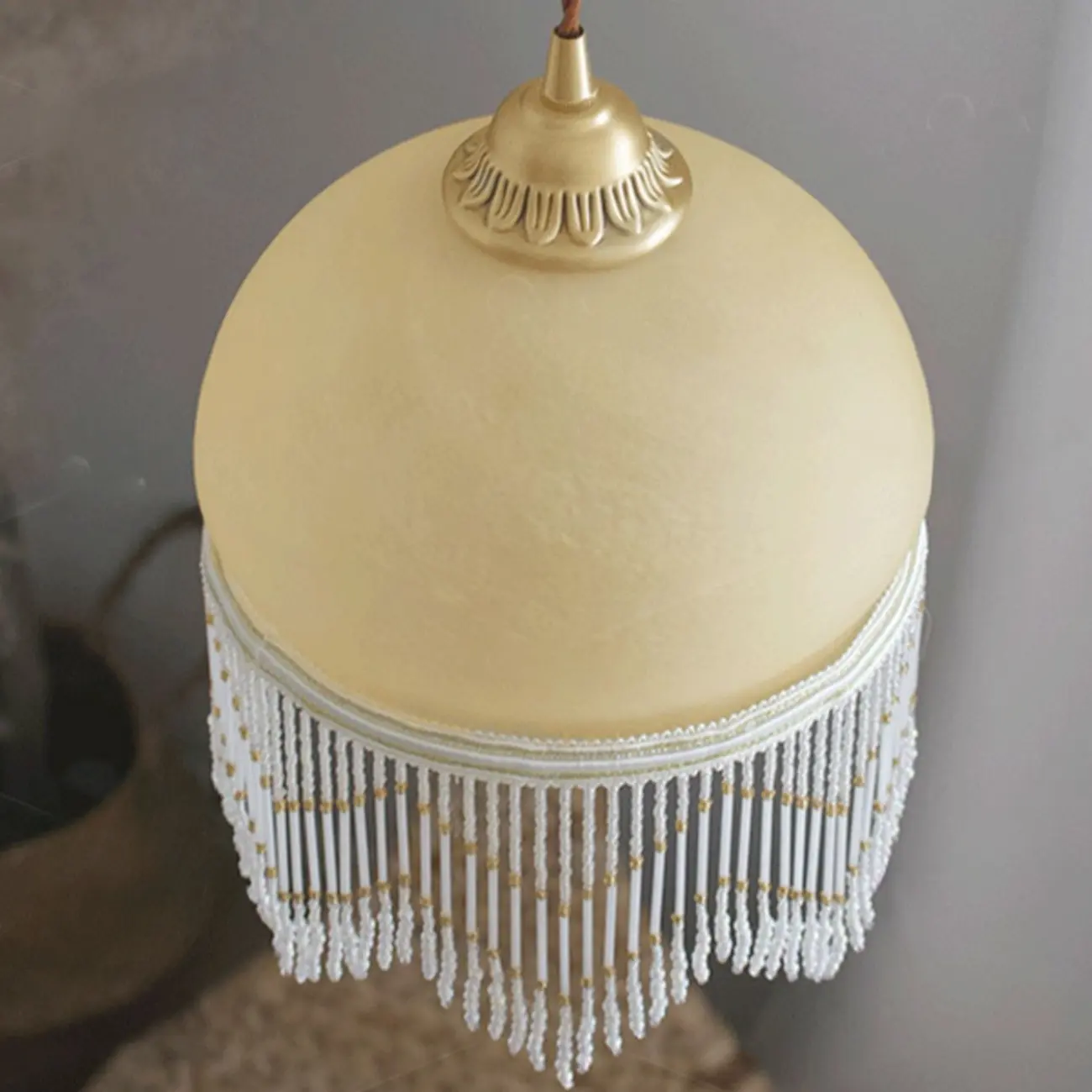 Modern Yellow Glass Dome Tassels Pendant Light