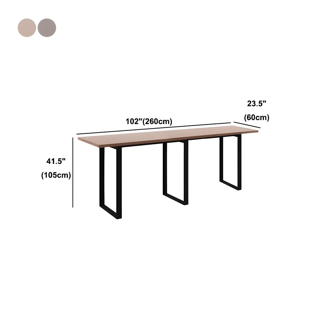 Industrial Walnut Rectangular Large Dining Bar Table