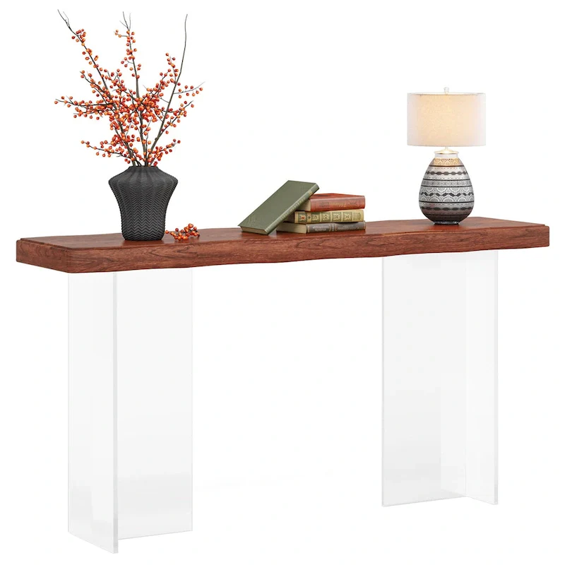 Console Sofa Table, Wave Texture, Acrylic Legs, 47.24