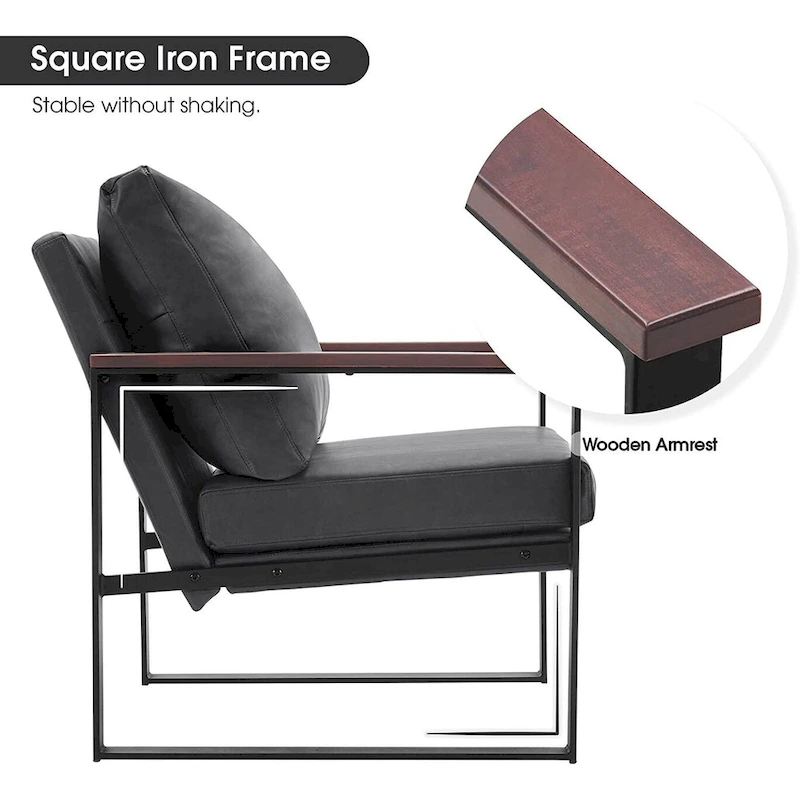 MCombo Modern Accent Chair with Upholstered Cushion, Faux Leather HQ304