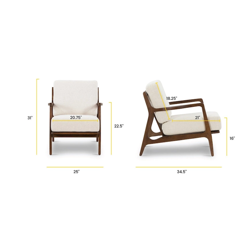 Poly & Bark Verity 25 Fabric Lounge Chair - Solid Wood Frame